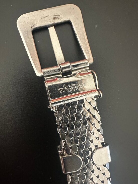 Vintage Whiting & Davis Silver Mesh Belt Disco Glam XS 24-28.5\